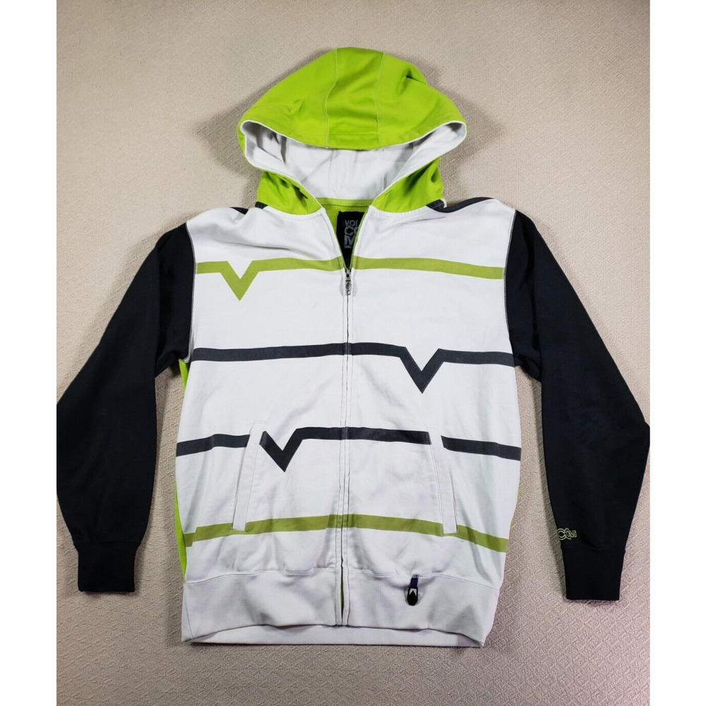 Volcom Sweater Mens Small Sweatshirt Hoodie Full Zip Cotton Yellow Skater Surf